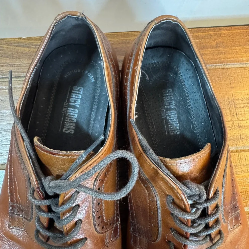 Stacy Adams Mens Brown Leather Cap Toe‎ Oxford Dress Shoes Size 10 M
